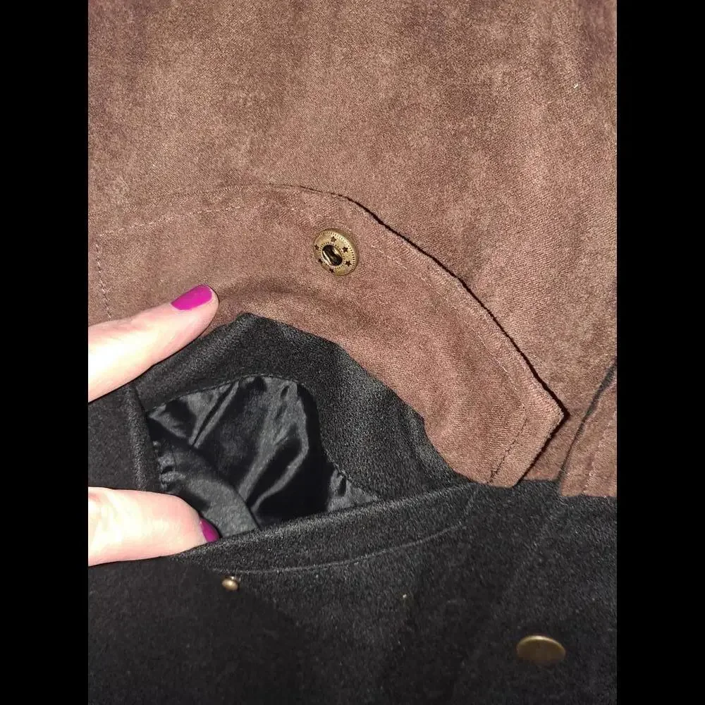 Boulder Creek Black‎ and Brown Vest Wool Blend With 2 Snap Pockets Size XL Tall